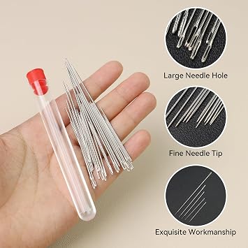 41Pcs Multi-Purpose Sewing Tool Set Includ Stainless Steel Sewing Needles Thimble Needle Threader Suture Remover Storage Bag for Daily Thread Hand Repair