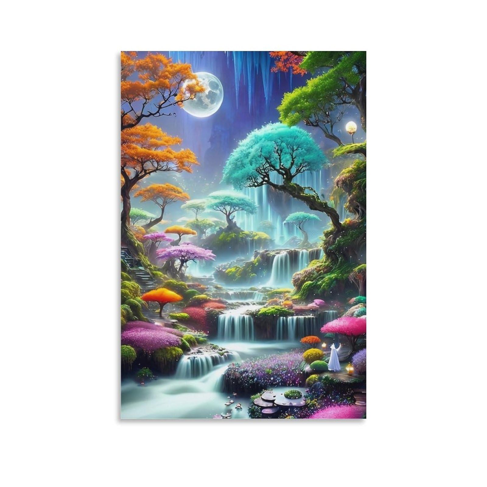 DHBANEIOK Fantasy Forest Landscape_2 Poster Artwork Giclee Canvas Prints Modern Wall Art Picture Wall Hanging for Living Room Bedroom Home Decorations 20x30inch(50x75cm)
