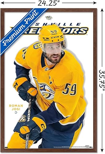 Miniatura 3 de Trends International NHL Nashville Predators - Póster de pared Roman Josi Feature Series 23, 22.37 x 34.00 pulgadas, versión enmarcada de caoba