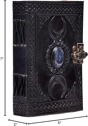 Miniatura 31 de cuero Diario de cuero vintage con relieve de lapiz azul de 3 lunas para hombres y mujeres, 140 páginas, papel vintage antiguo hecho a mano, diario