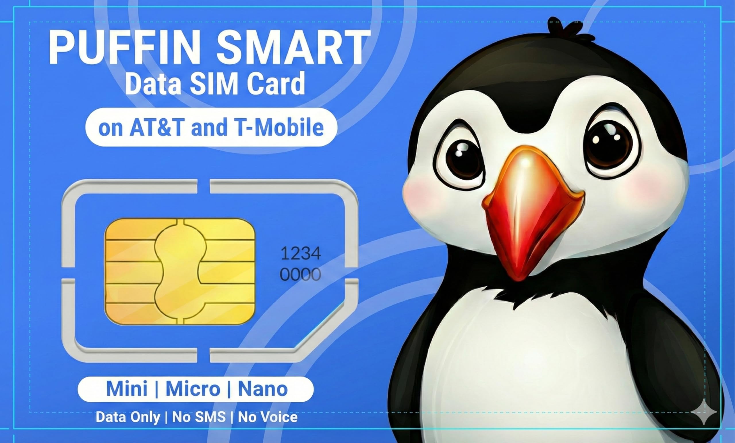 Puffin Smart 4G 5G LTE Data Only SIM Card - Reliable Connectivity for Security and Trail Cameras, Hotspots, IOT Devices - Works on AT&T and T-Mobile Networks