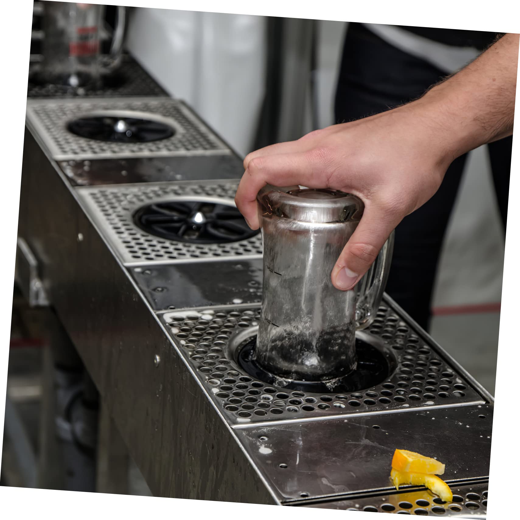Lave Verre Automatique Rinceur de Verre Rapide et Automatique en Acier Inoxydable Argenté pour Bar, Outil de Nettoyage Cuisine Professionnelle