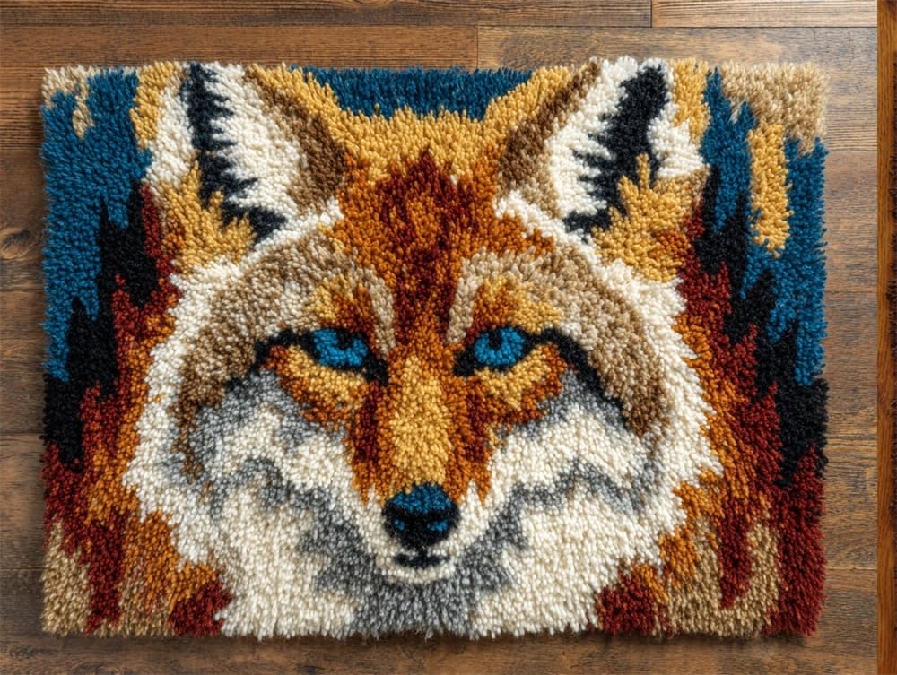 FWRTYCB Latch Hook Rug Kits, Coyote Pattern 20X15Inch