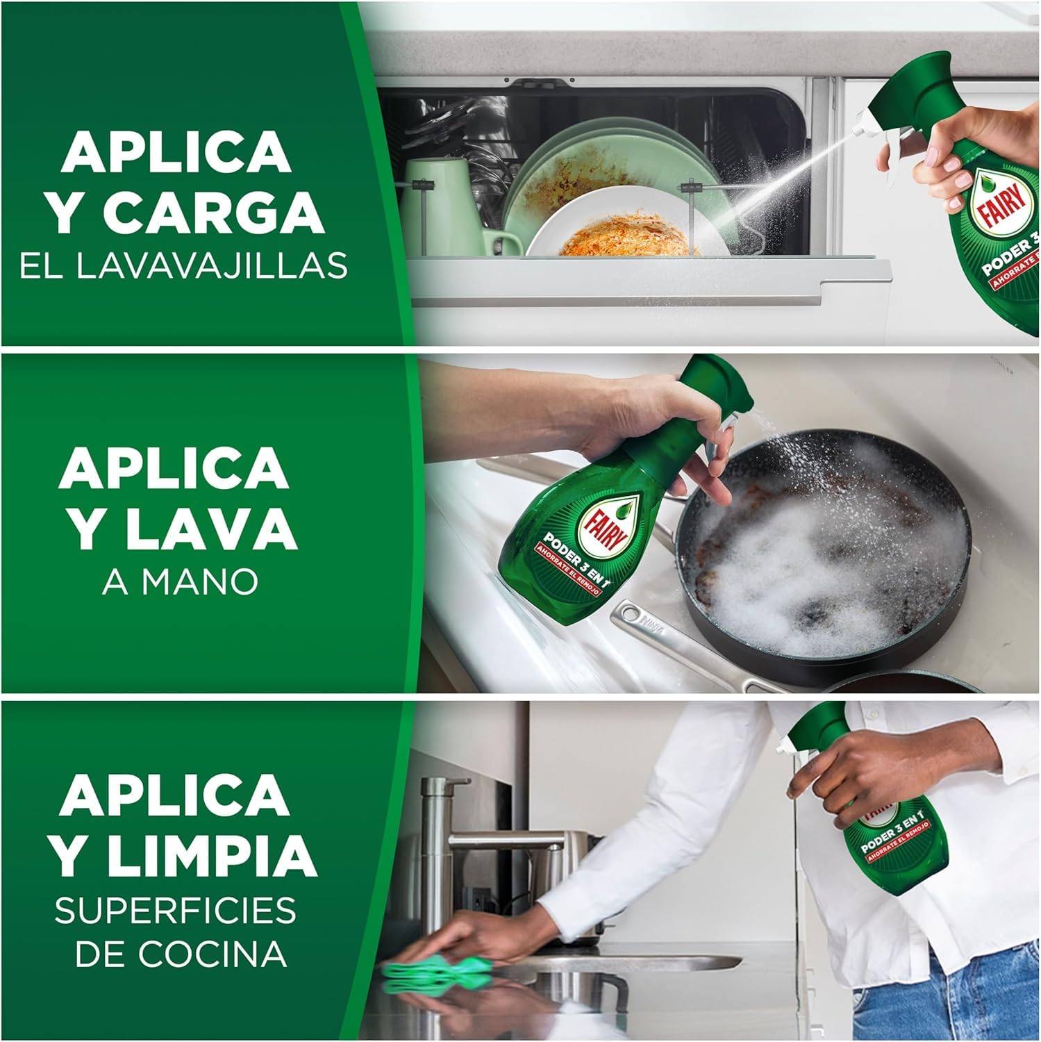 Fairy Poder Sin Remojo Limón Spray Recambio, Vajilla y Cocina, Antigrasa, 500ml — view 5