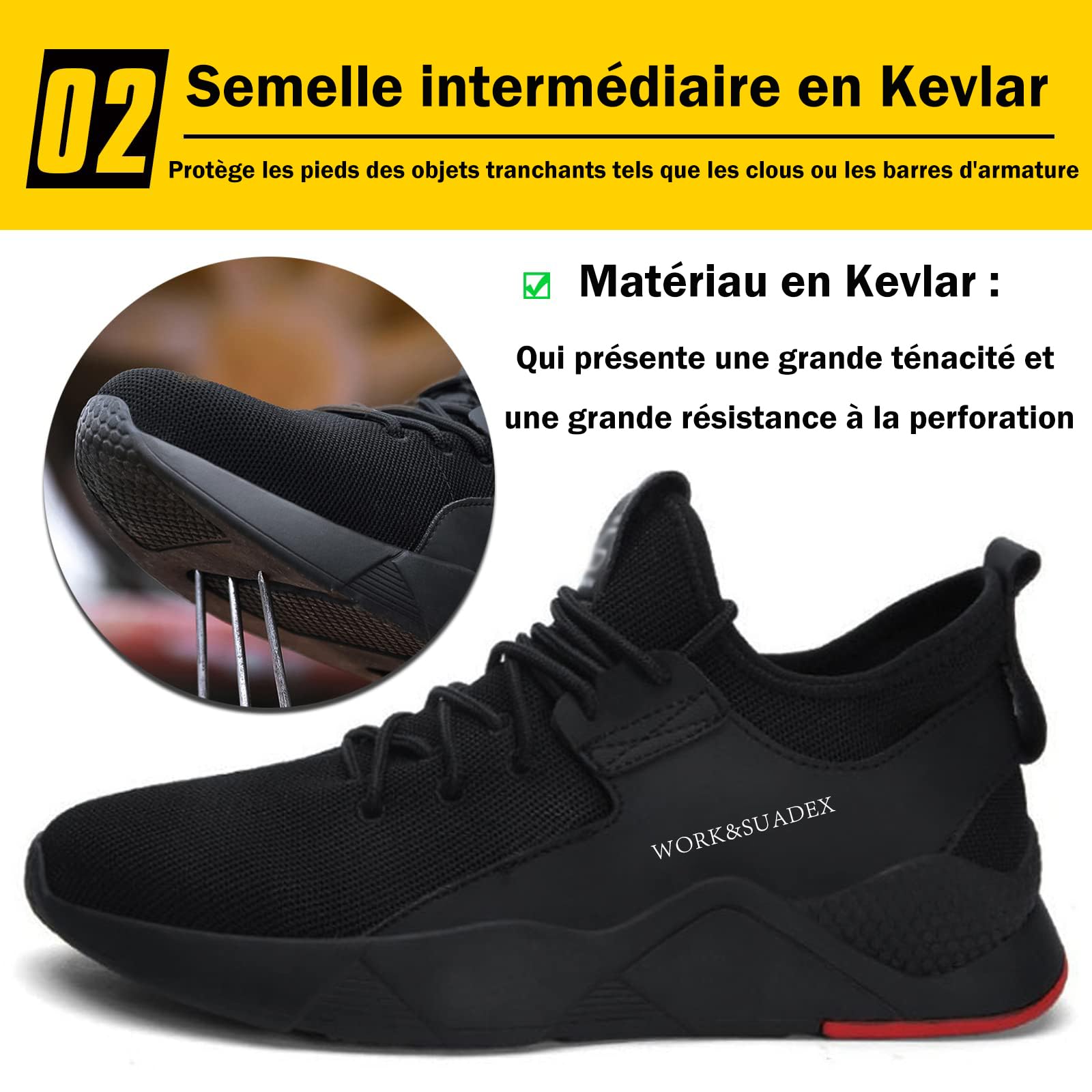 SUADEX Chaussures de Sécurité Hommes Femmes Légère Basket Securite Confortable Antidérapante Chaussures de Travail Respirantes