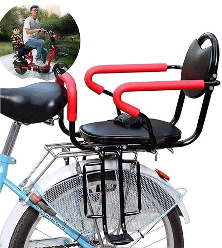Asiento infantil para bicicleta de adultos asiento trasero para bicicleta con cojín y respaldo pedales de pie y reposabrazos y valla desmontable