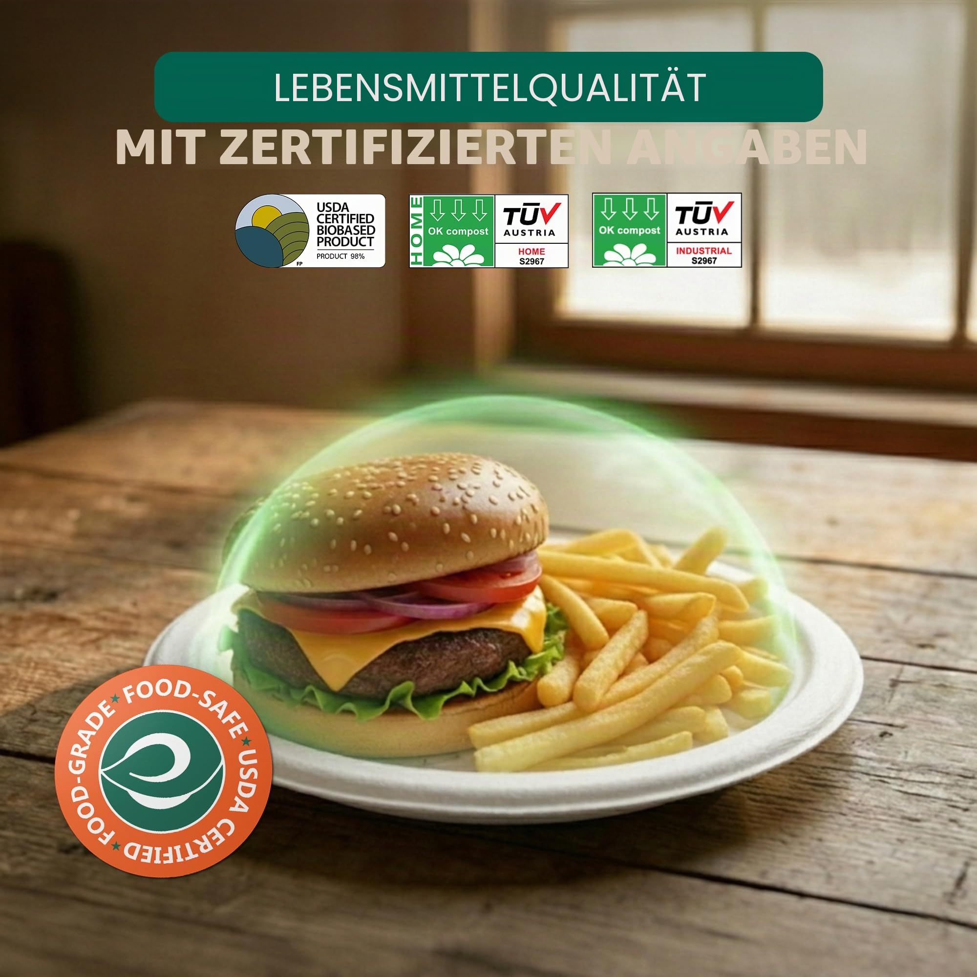 ECO SOUL Einweg-Bagasse-Teller(25cm) 10" rund(400 Stück)(weiß) | Nachhaltige Alternative, 100% kompostierbar, Extra stabildeal für den täglichen Gebrauch, Premium Qualität, 400er Pack
