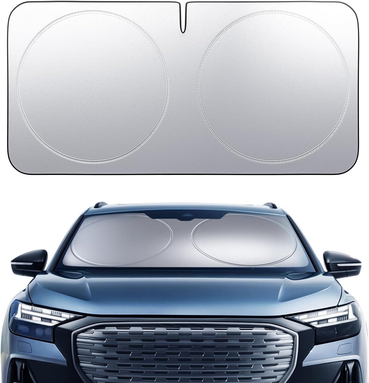 Vercapm Car Windshield Sun Shade - [4 Layers Nano Coating][Light and Thin] Foldable Front Window Sunshade, UV Block, Auto Interior Protection, 64"x32" Windshield Cover for Medium Sedan, SUV (Medium)