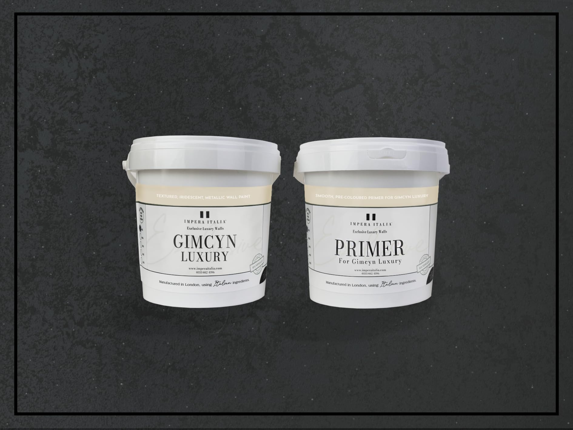 Impera Italia Gimcyn Luxury - Textured, Metallic Effect, Iridescent Wall Paint Bundle. Includes 1kg of Paint and 0.5L of Primer - Covers 5SQM - In Colour OBSIDIAN.