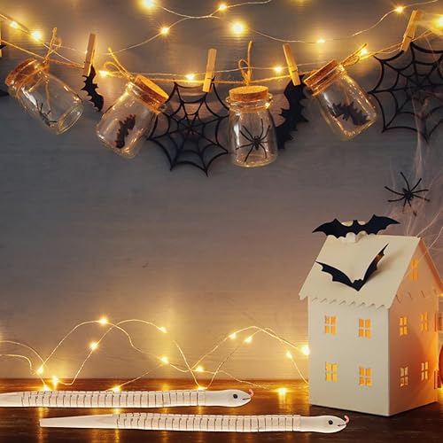Miniatura 4 de Ciieeo Juguete de serpiente de madera, 8 piezas, serpientes de madera de Halloween, serpientes onduladas de madera realistas, serpientes articuladas