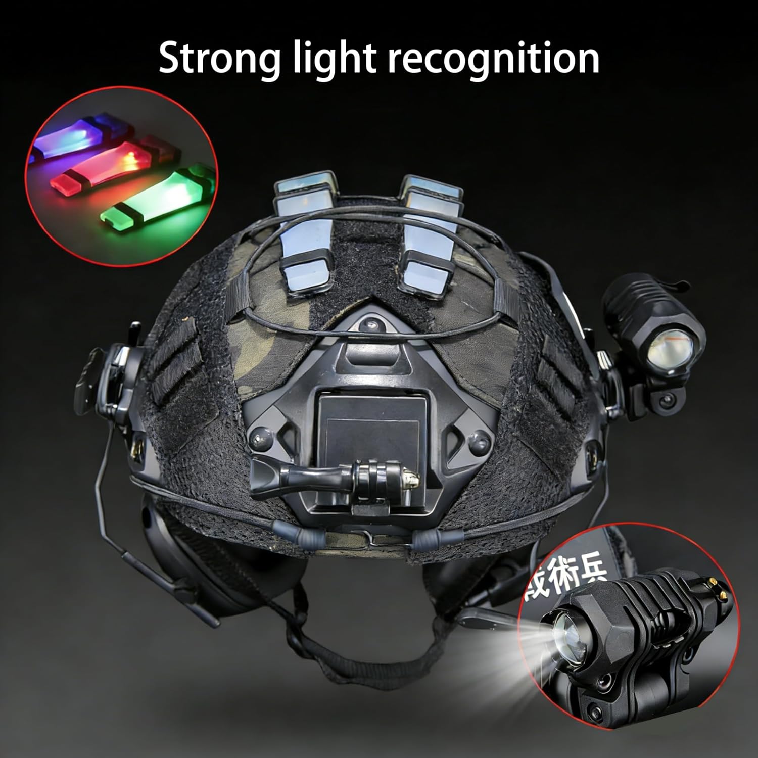 Multi-Functional Tactical Helmet Kit, Outdoor Air Rifle Helmet, Equipped with Headset, Helmet Cover, Signal Light, Camera Holder, and Flashlight.