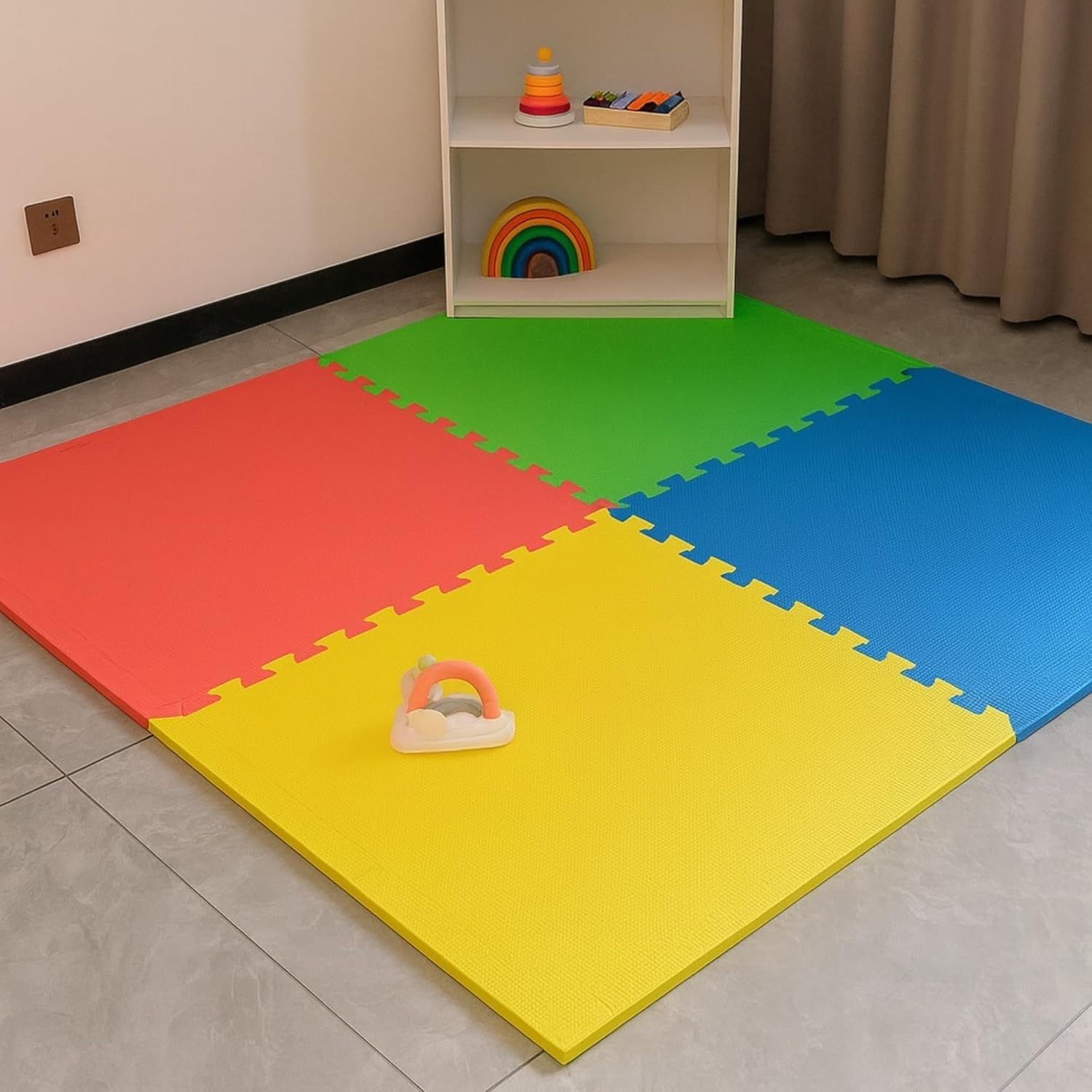 Interlocking EVA Foam Mats 60x60cm – Soft Non-Slip Floor Tiles for Gym Exercise Kids Playroom & Home – Waterproof Shock Absorbing & Easy Clean Protective Flooring (32 Mats (128sq.ft))