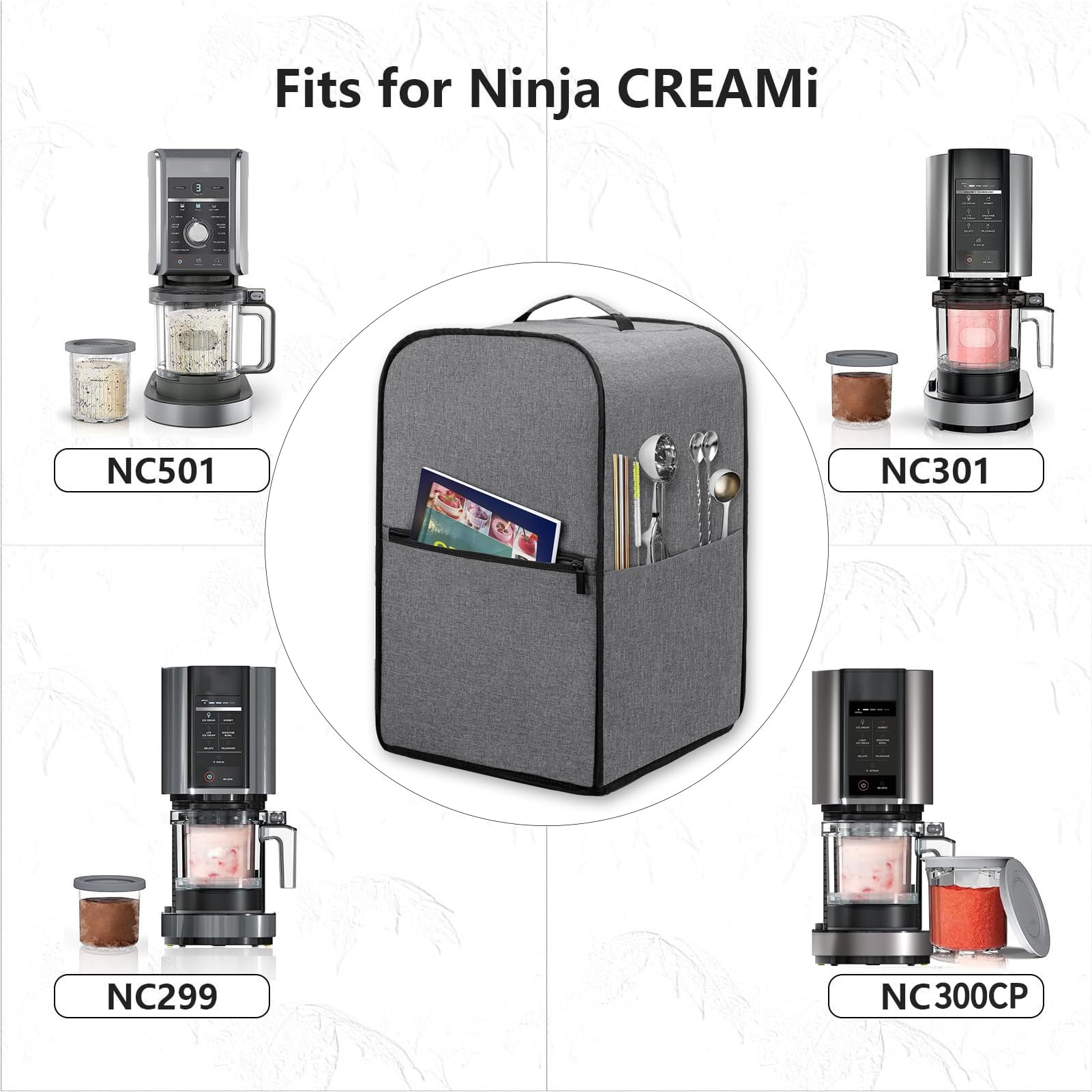 Amerbtech Stofkap voor ijsmachine, hittebestendig, waterdicht nylonweefsel voor Ninja CREAMi Deluxe NC501UK/NC300UK/NC299AMZ, zwart