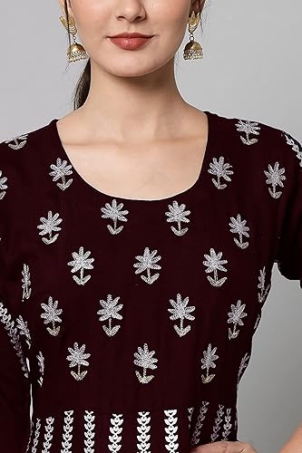 Vista 5 de Chandrakala Vestido largo para mujer, vestido de fiesta de noche, maternidad, holgado, largo, holgado, kurti, (K221-P)