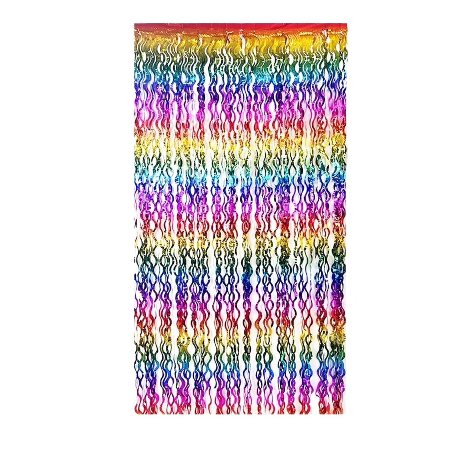 EnxJire Fringe Backdrop Curtain Streamers Fringe Backdrop Tinsel Foil Curtains Wavy Curtain Photo Booth Props for Wedding Decor(Color 5)