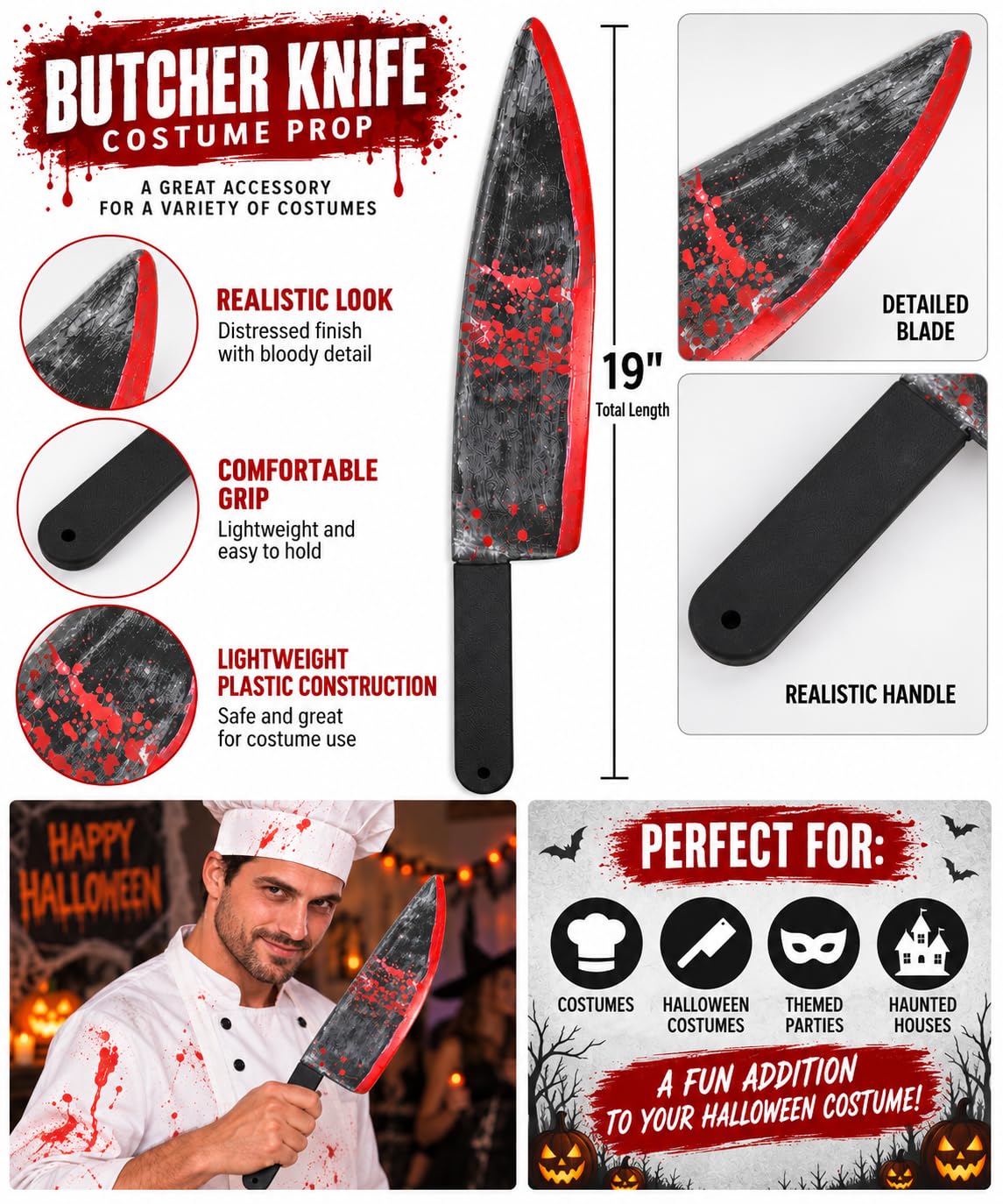 Skeleteen Bloody Butcher Knife Prop - 19