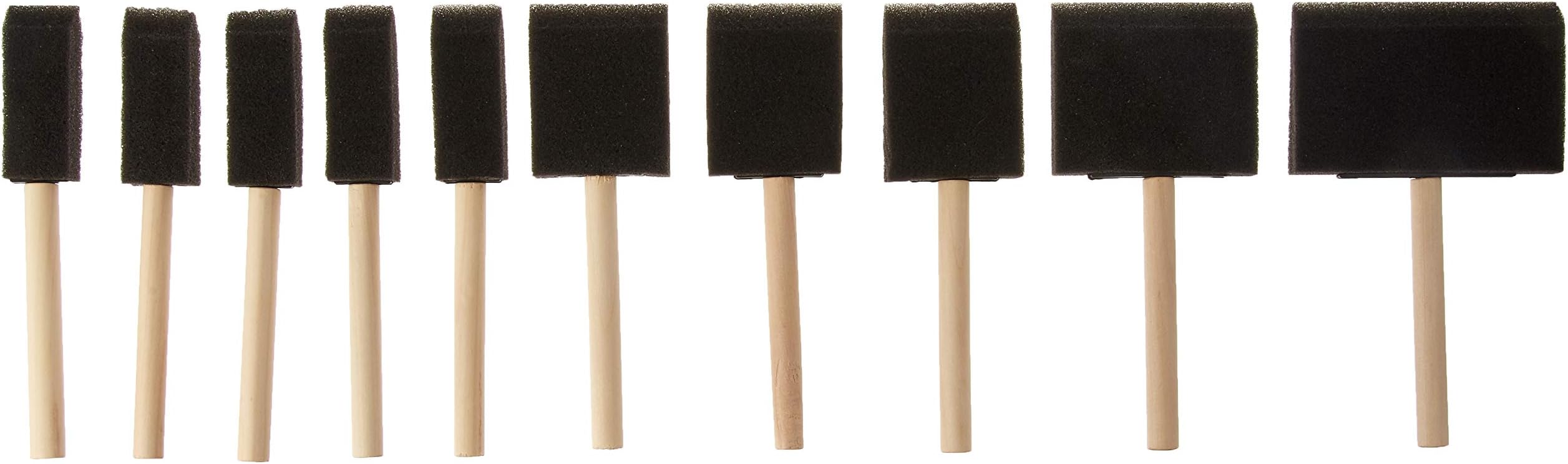 Value-Pack 10-Pc Foam Paint Brush Set - Wood Handles by Industrial Tools