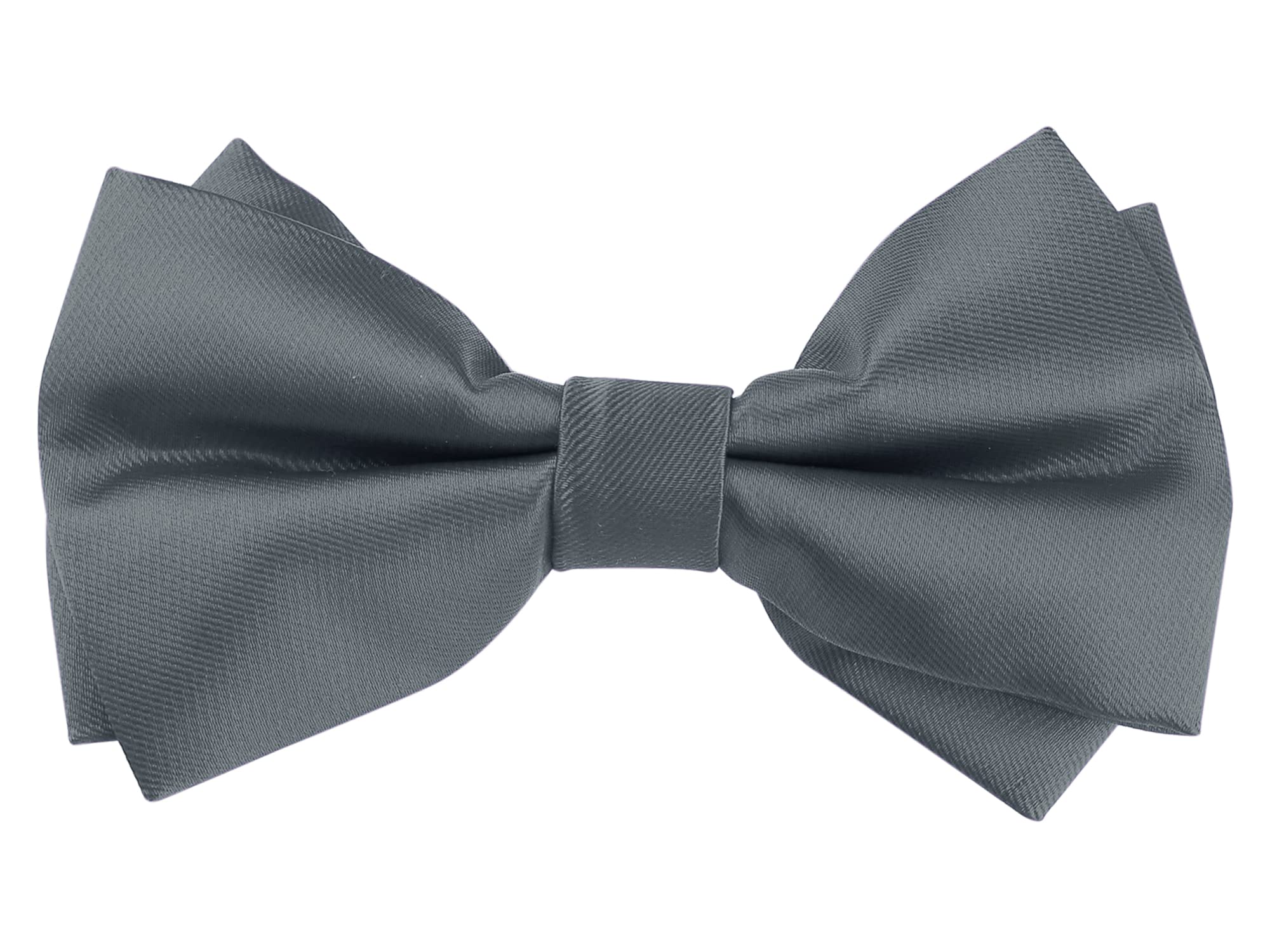 Elerevyo Men's Grey Bow Tie Adjustable Pre-Tied Bowties Layered Solid Bow Ties For Wedding One Size
