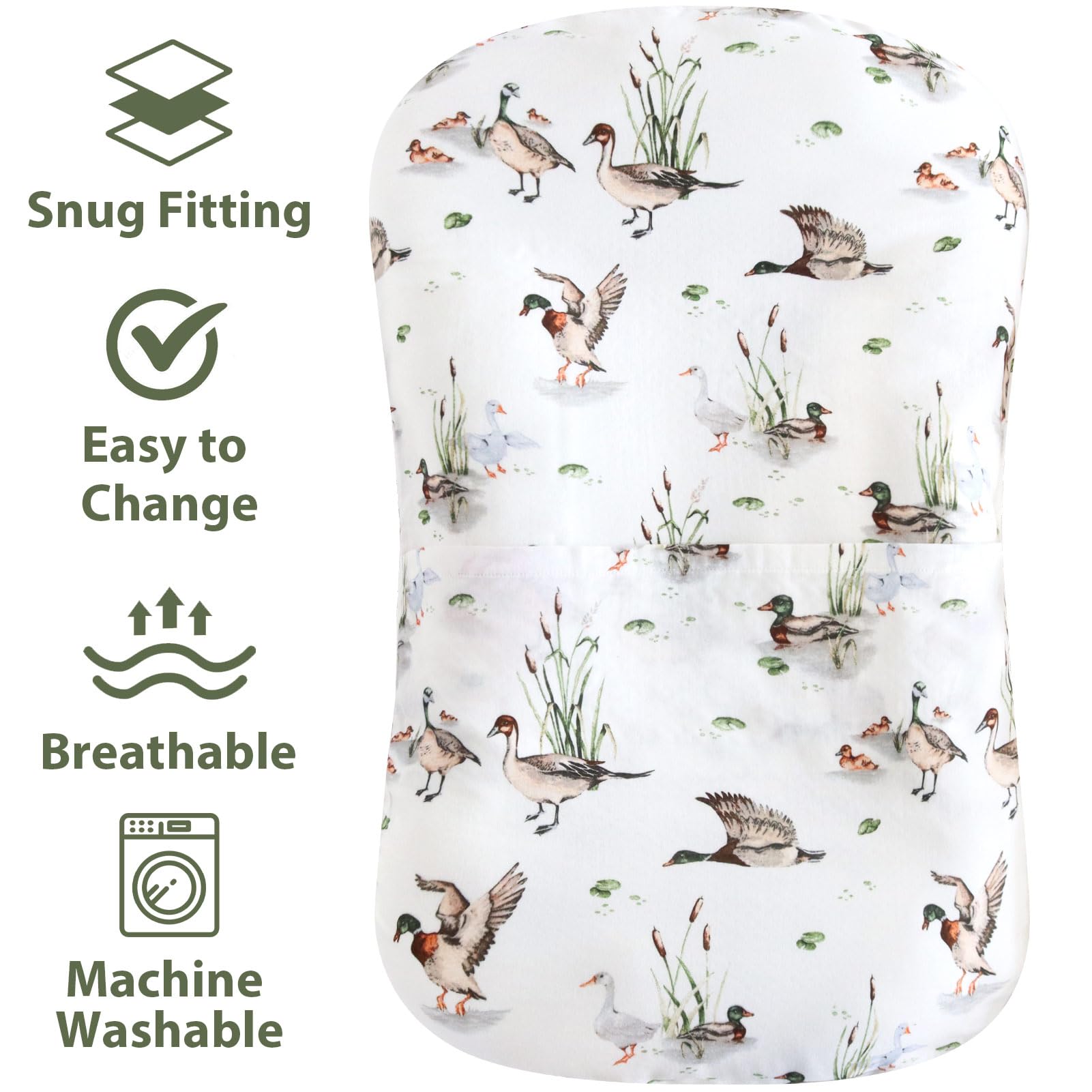 LifeTree Muslin Baby Lounger Cover, Newborn Slipcover Lounger Cover for Boys Girls Infant, Soft 70% Viscose from Bamboo and 30% Cotton, Cover Only, MallardDuck Pattern