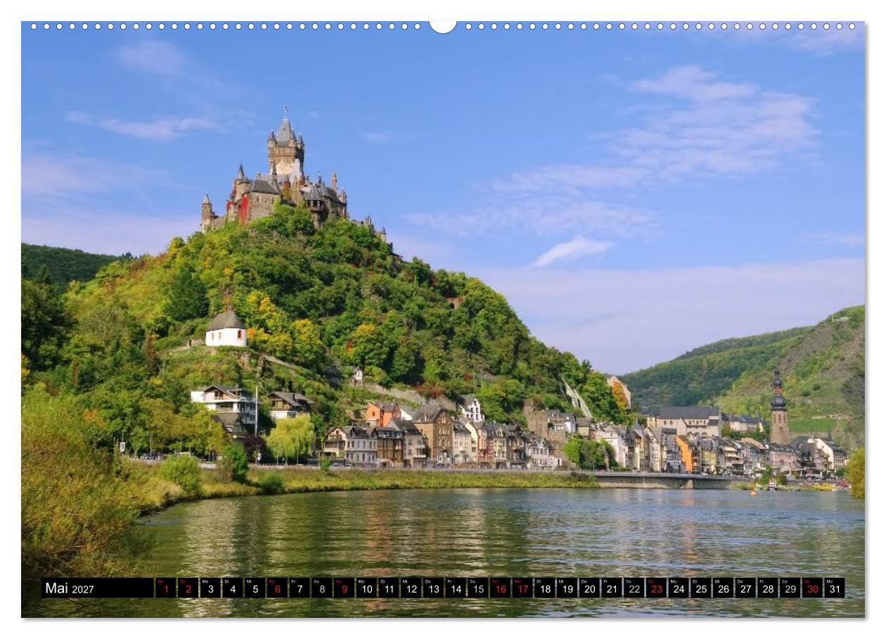 CALVENDO - Entlang der Mosel (Wandkalender 2027 DIN A2 quer), Monatskalender: Fotos von alten Burgen und Weinbergen entlang der Mosel begleiten Sie mit diesem Kalender durch das Jahr.