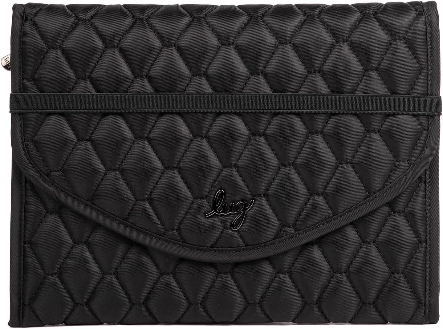 Lug Rockabilly Jewelry Folio for Women – Slim Travel Organizer with Earring Tab, Ring Bars, and Soft-Lined Pockets, Lightweight Polyester – Black