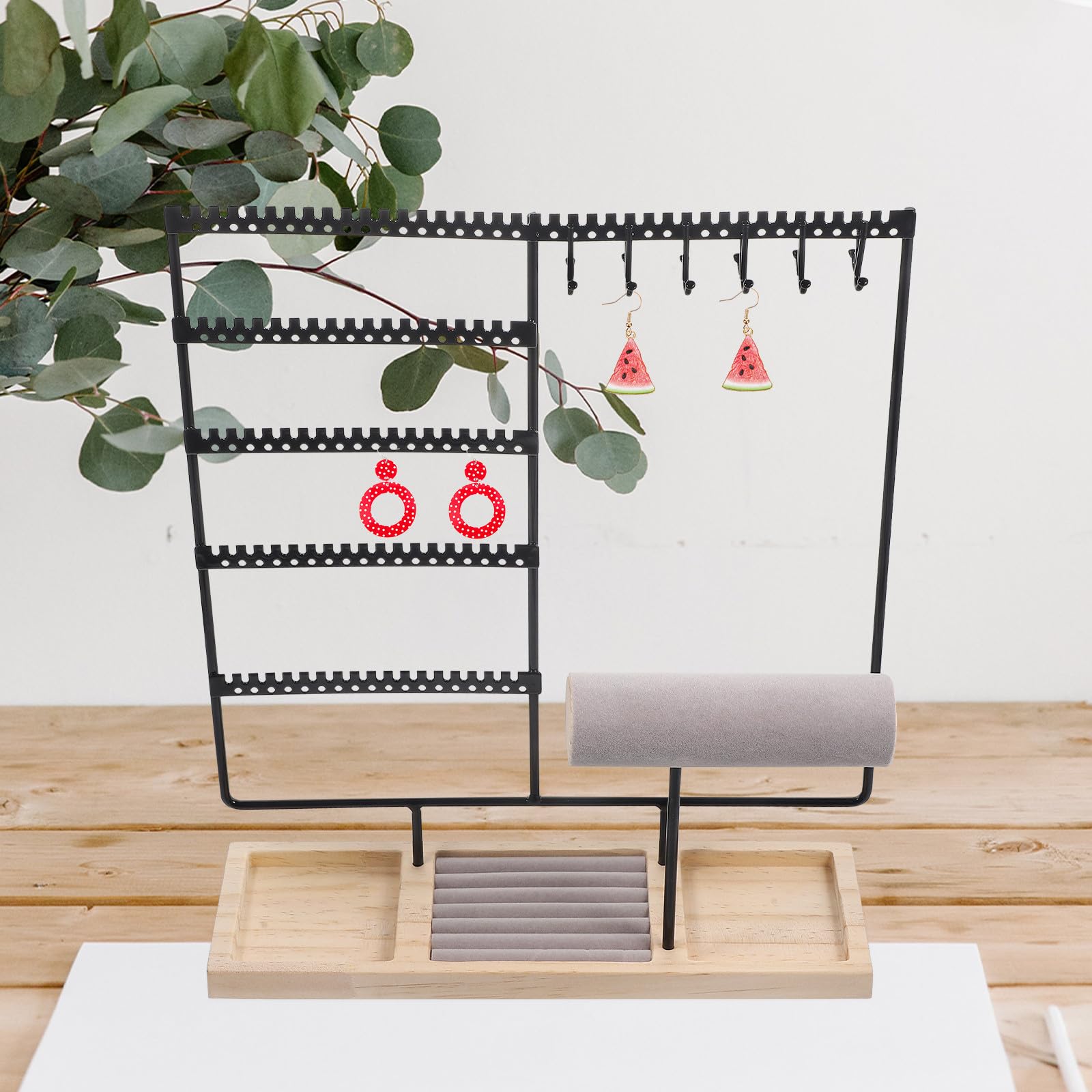 Espositore Gioielli con Base Organizer per Collane e Bracciali Supporto Stabile per Gioielli da Design Nero