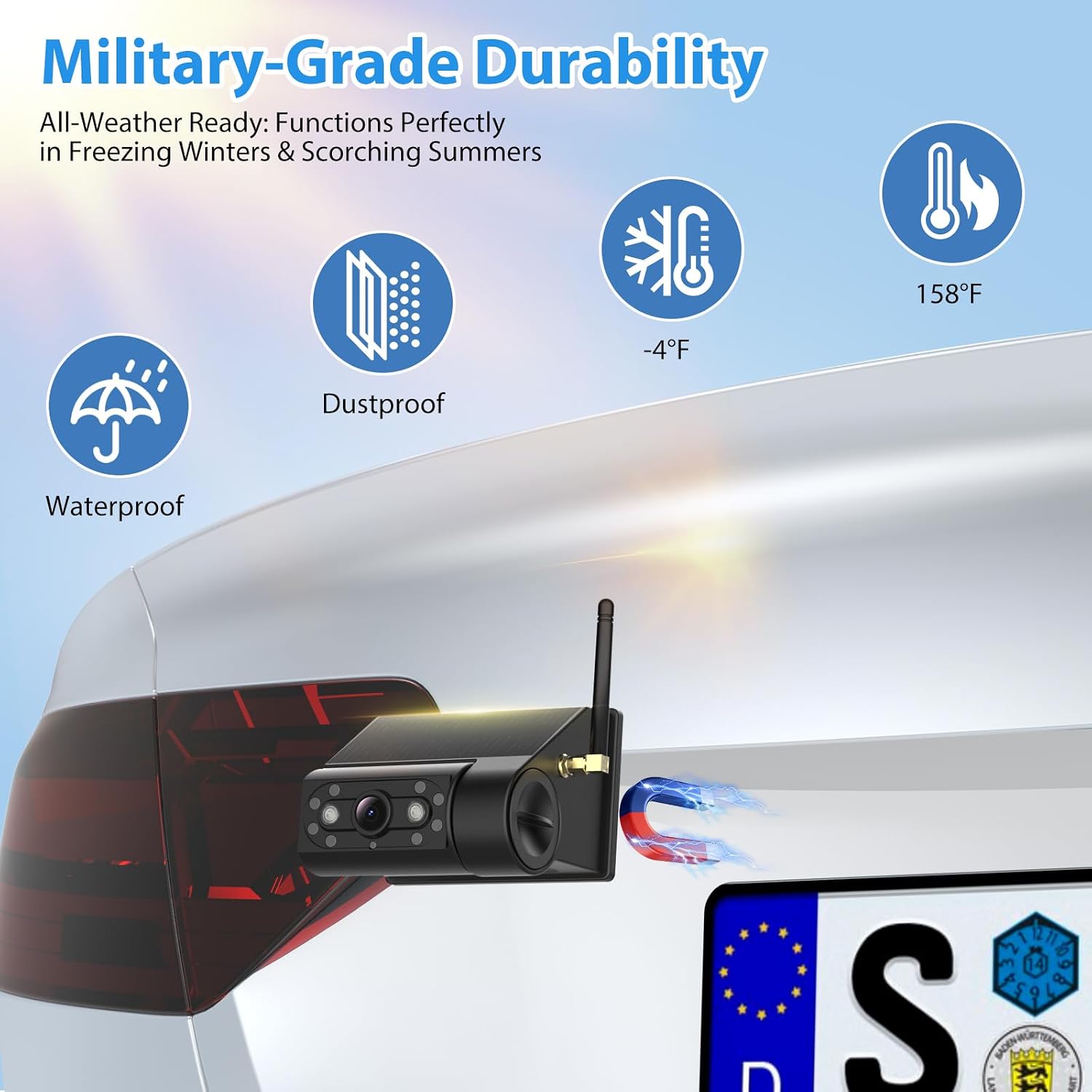 2 Solar Magnetic Wireless Backup Camera, 7'' Split-Screen image 4