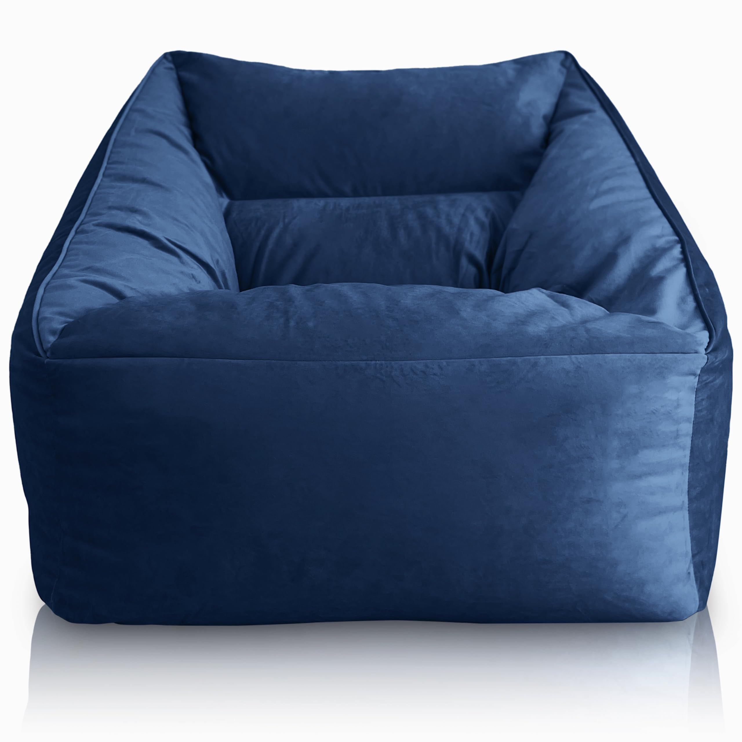 Aiire Sofa Puff Salon de Lujo - Sofa Puf Gigante Moderno de Diseño en Terciopelo Premium - Bean Bag Chair XXL con Relleno Incluido para Adulto o Decoracion Habitacion Juvenil Azul