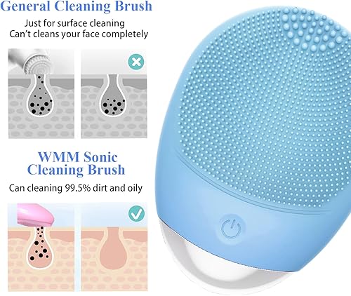 Miniatura 2 de Cepillo de limpieza facial, 3 en 1, limpiador facial eléctrico de silicona suave impermeable, recargable por USB, IPX7, resistente al agua, cepillo