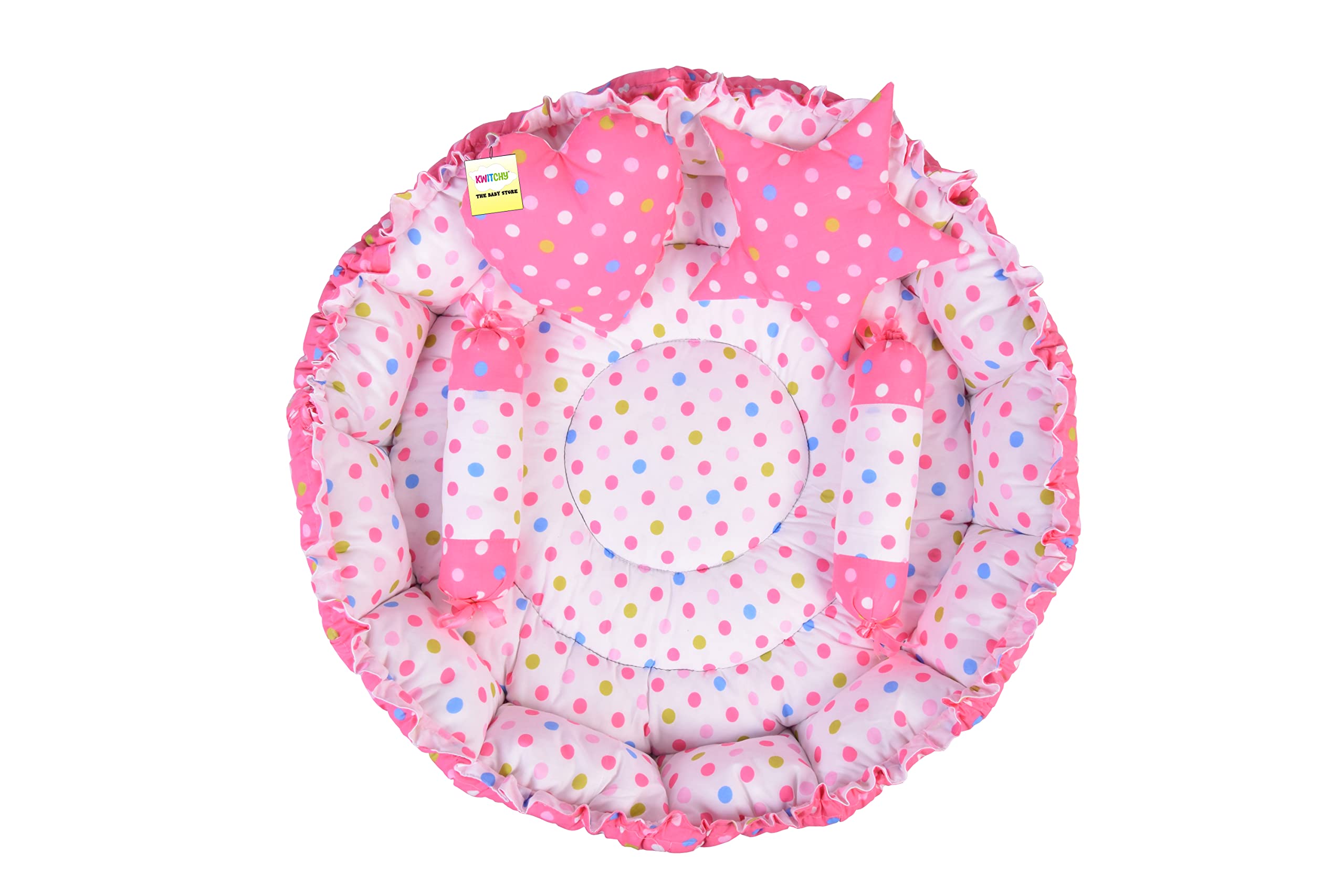 Kwitchy Baby Nest Bed New Born Bedding Set with Pillows (0-6 Months) Pink