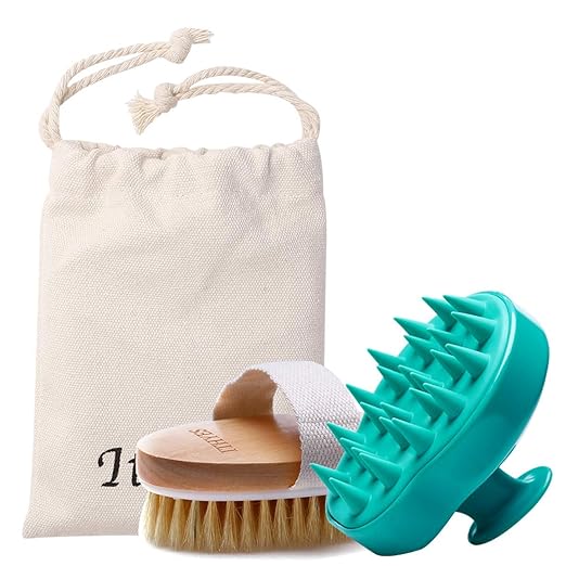 Shampoo Brush Set, 2 Silicone Hair Brushes, Scalp Massager and Dry Skin