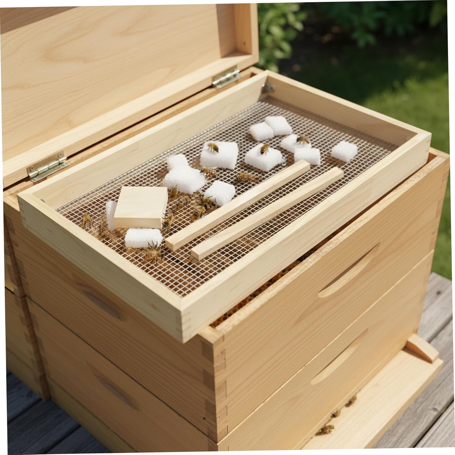 Winter Bee Hive Candy Board for Langstroth Beehives - Strong Support Bee Feeder with Anti-Clog Design & Safe Wood Frame, 8-Frame Size 50.5x35.5cm, Hive