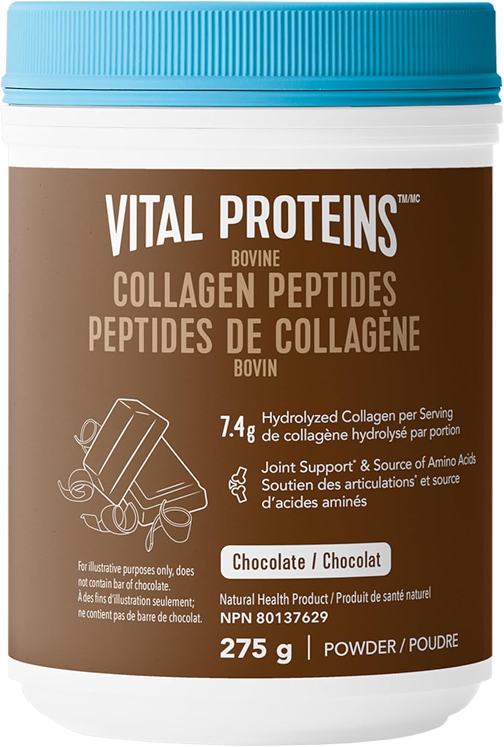 VITAL PROTEINS Chocolate Bovine Collagen peptides powder, Helps Form Collagen & Reduce Joint Pain Associated With Osteoarthritis, Source Of Amino Acids, No Added Sugar, 275 g VITAL PROTEINS Chocolate Bovine Collagen peptides powder, Helps Form Collagen & Reduce Joint Pain Associated With Osteoarthritis, Source Of Amino Acids, No Added Sugar, 275 g