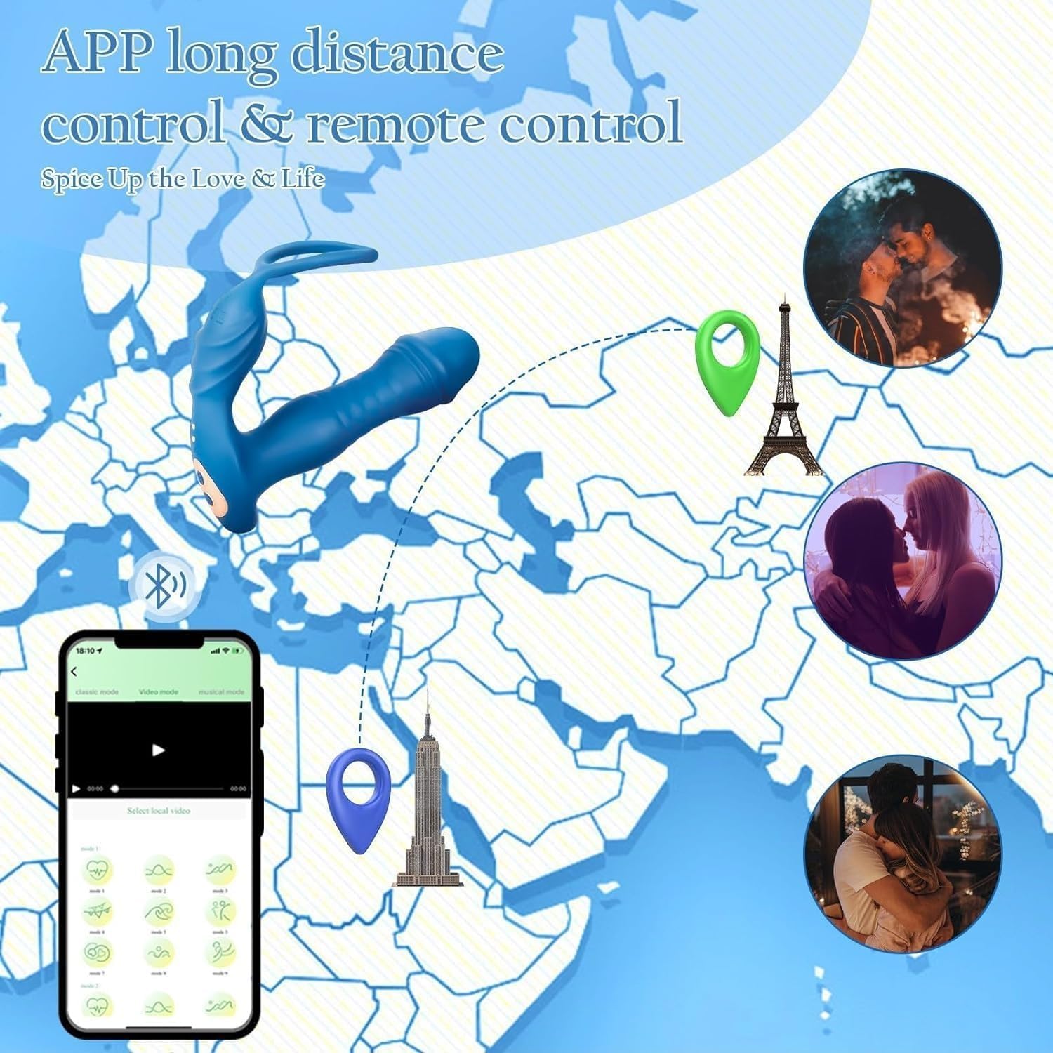 Massaggiatore prostatico con anello, vibratore 3 in 1 per uomo con funzione di chat AI, giocattolo erotico, anello vibrante con 7 modalità, vibratore per uomo