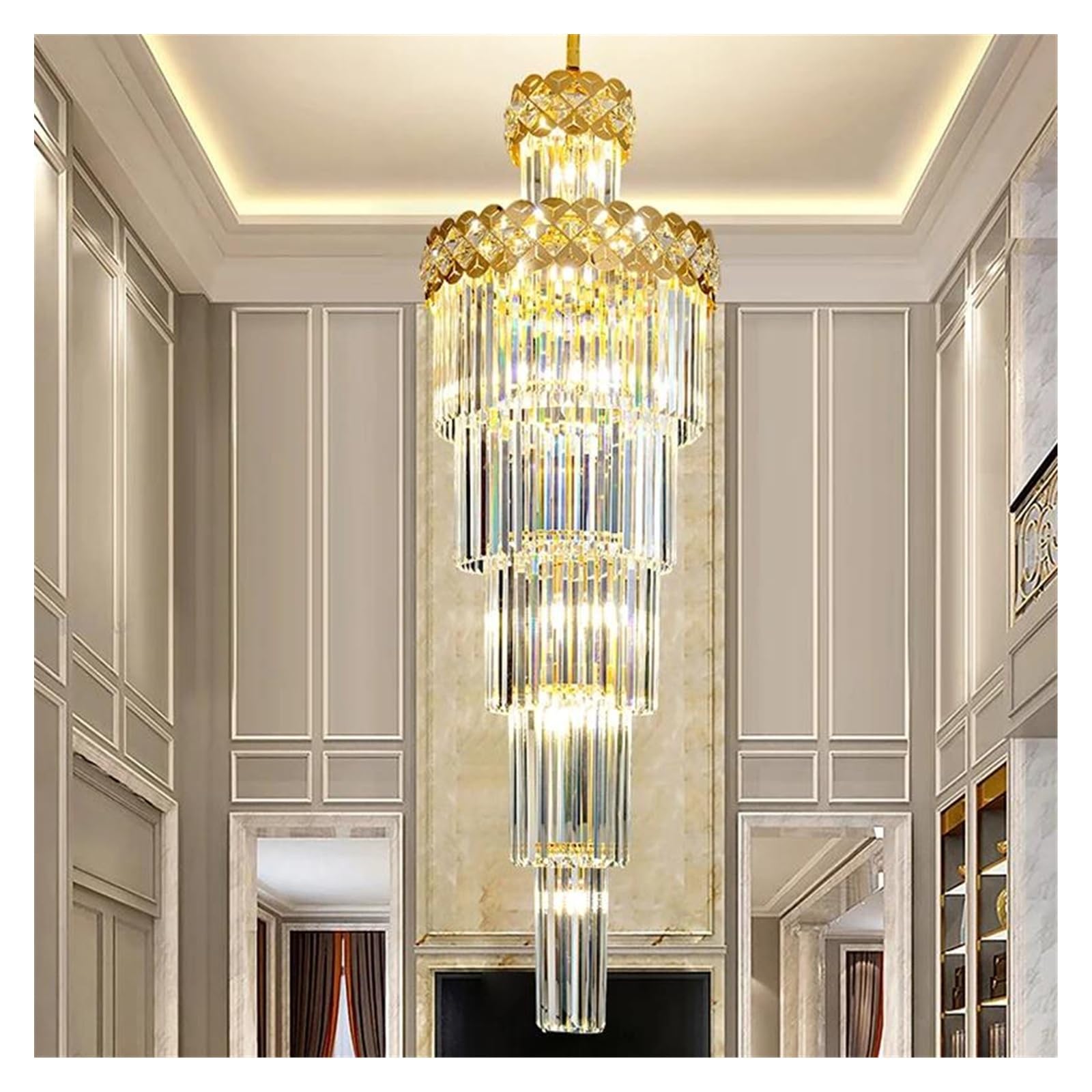 Genérico Lámparas de araña, Lámpara de araña lujo for sala estar, diseño escalera, villa, dúplex, moderna, cristal, larga, colgante for techo(Changeable,D80X300cm)