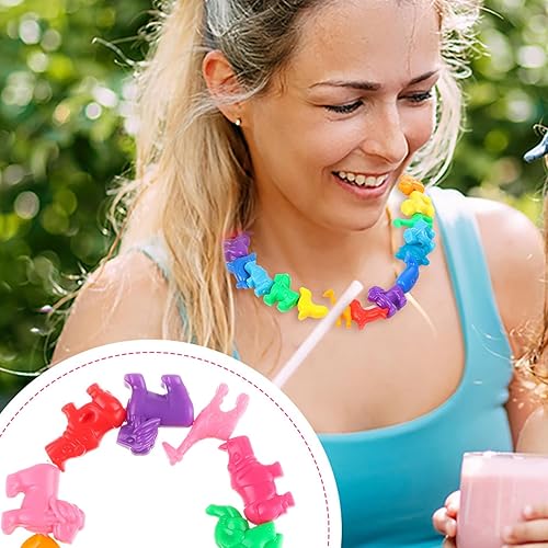 Miniatura 6 de 200 cuentas con forma de animal mixto, coloridas cuentas espaciadoras de animales marinos y de la selva, cuentas de plástico del zoológico, cuentas