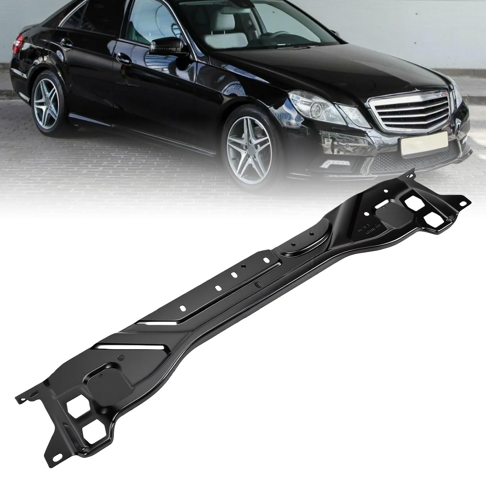 Tbest Soporte del Radiador, Barra de Sujeción, Soporte de Radiador, Reemplazo Directo OEM 2126201100 Aleación de Aluminio Negro con Agujeros Alineados para E-Class W212 2010-2016 AMG