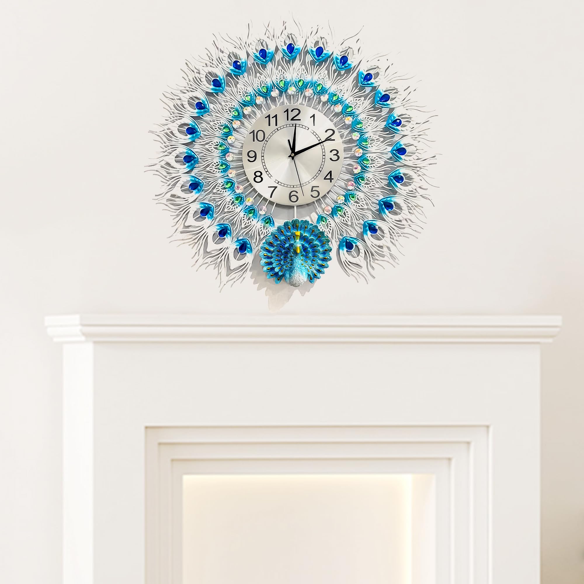 Amazon.com: Deegufa Peacock Non Ticking Silent 23.7 Inches Wall