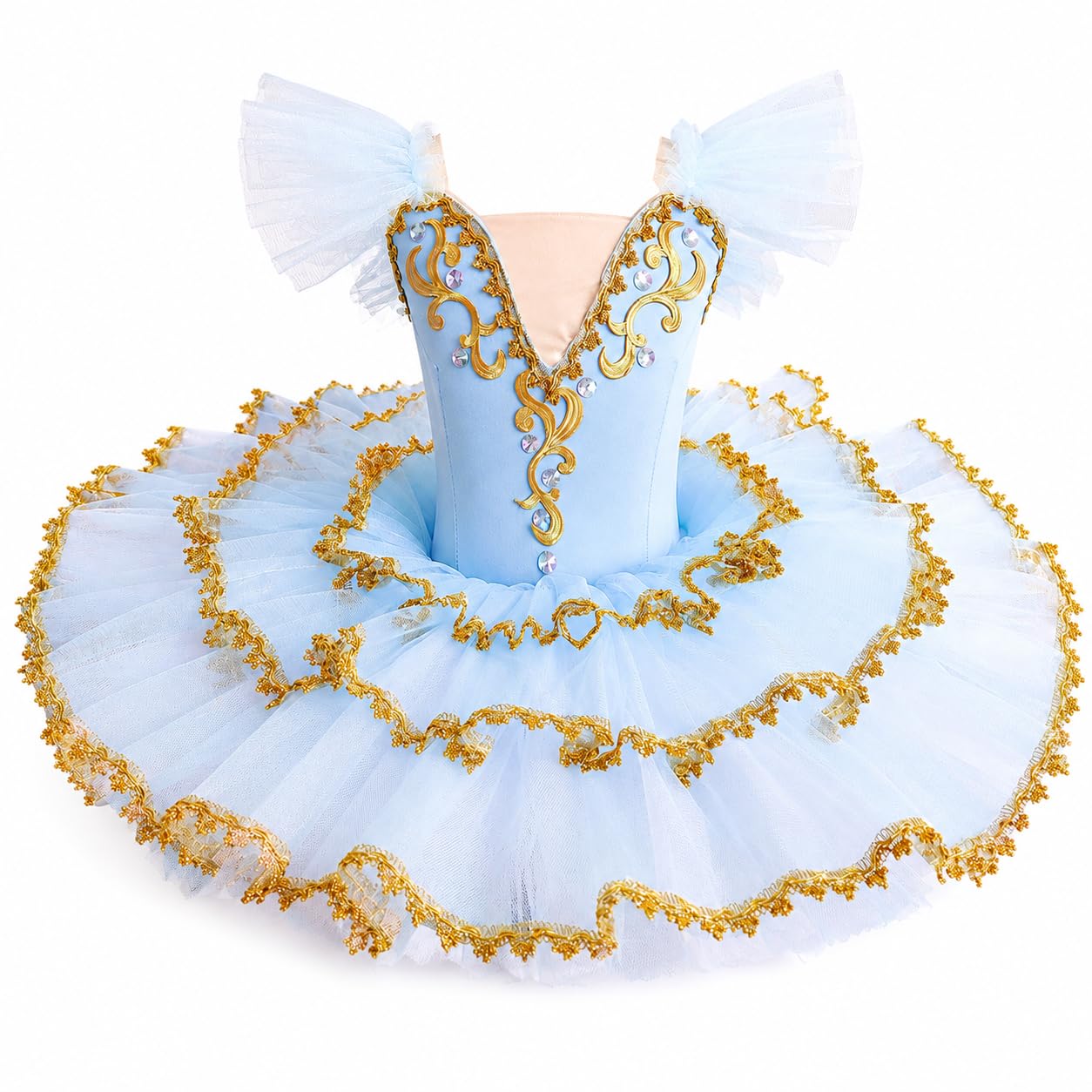 Tutu da Balletto Professionale per Bambine, Tutu Pancake Piatto Blu E Rosa