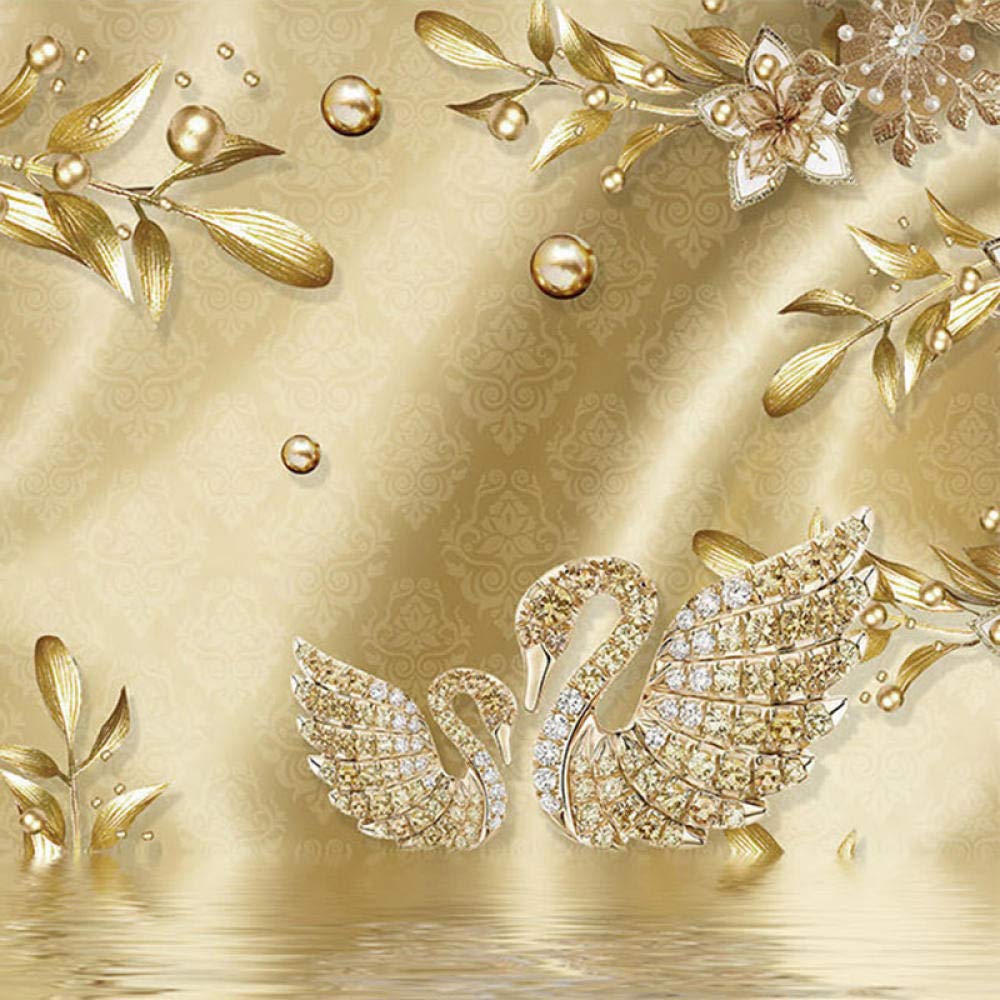 Luxe doré 3D floral bijoux motif fond décoration murale papier peint salon décoration de la maison