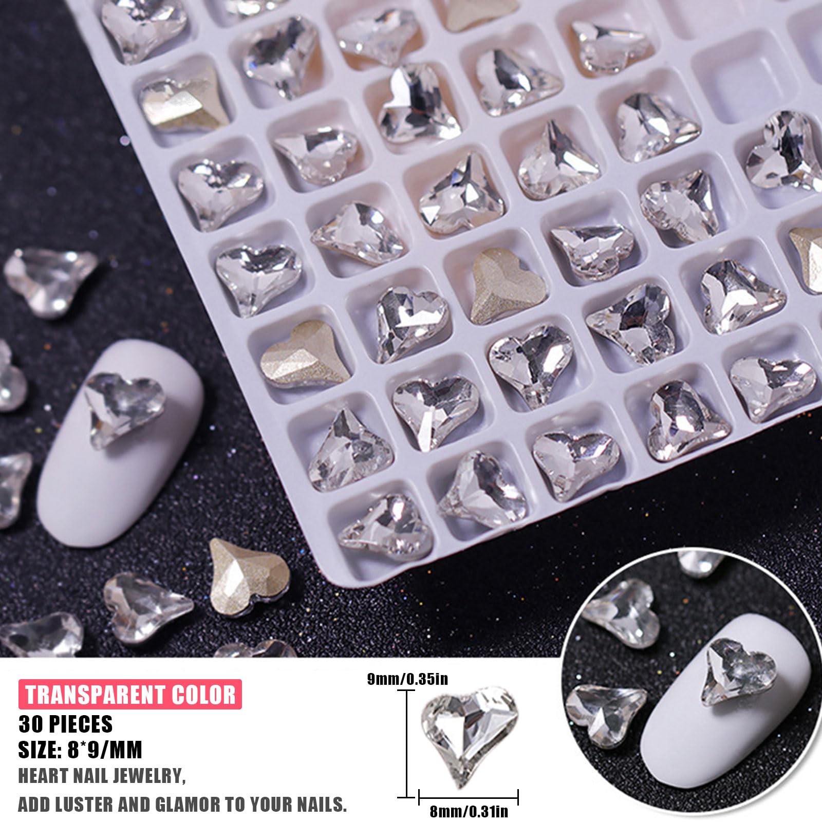 Heart Nail Rhinestones - Image 2