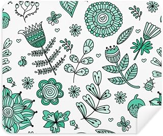 Green Flowers Leaves Drawing s Cleaning Cloth Screen Cleaner 2pcs Suede Fabric