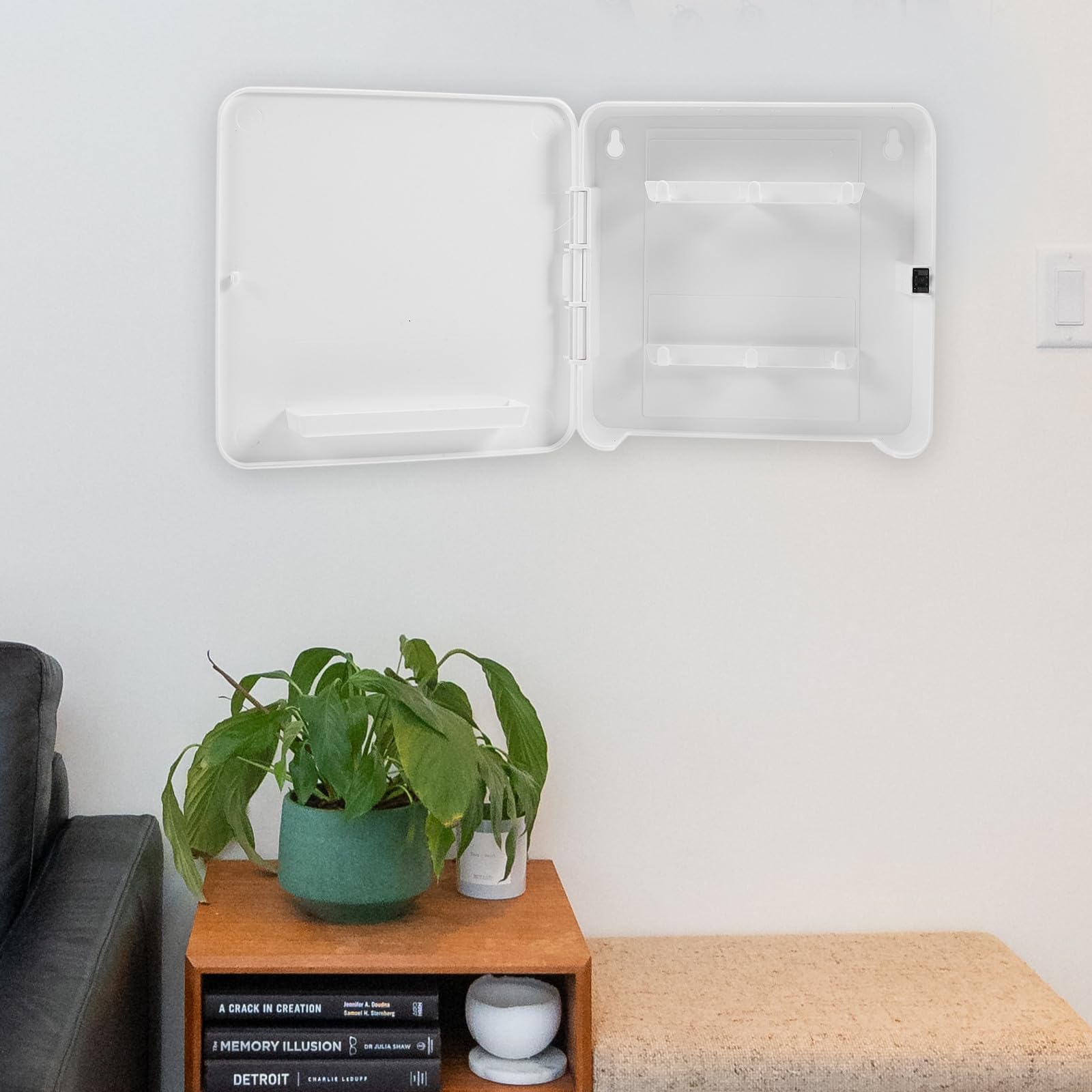 Estante para Llaves Magnético sin Clavos para Pared, Organizador de Plástico Blanco para Hogar y Oficina Diseño Moderno y Elegante