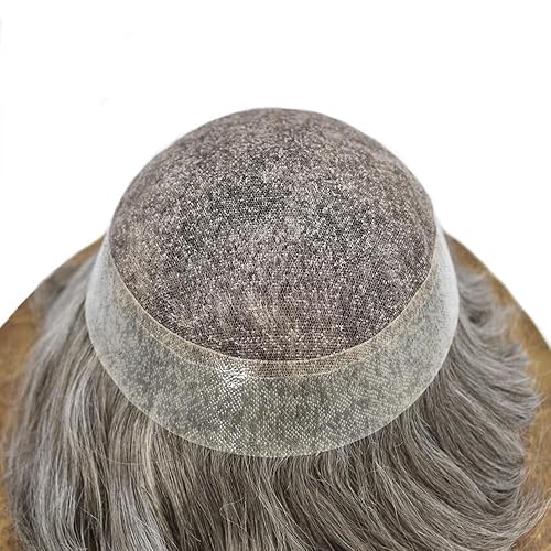 Vista 245 de Mens Toupee Remy sistema de cabello humano para hombres nudo blanqueado tupé pieza de pelo para hombres encaje francés tupé para hombres postizo 7X9