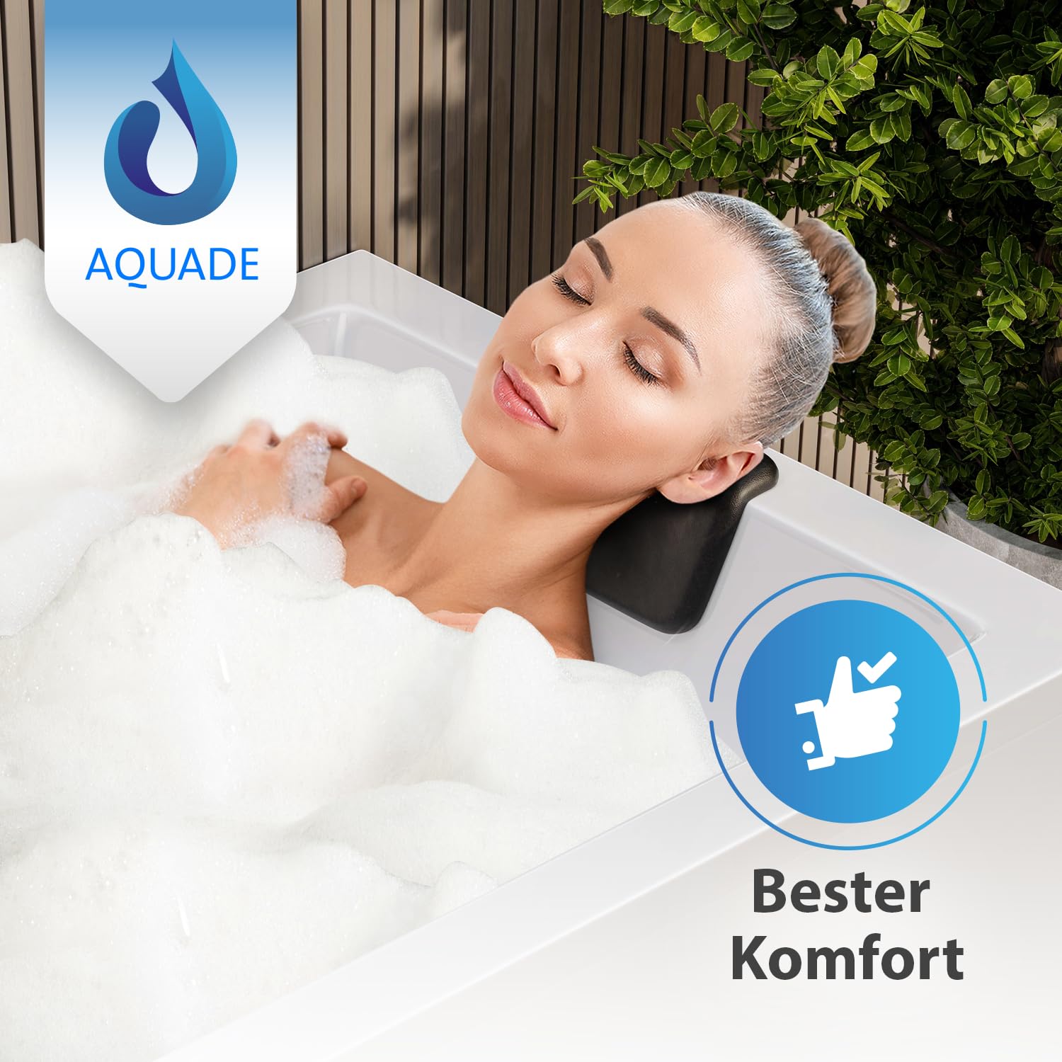 AQUADE Acryl Badewanne 170x75 Modell: Neu Ulm - Weiß Badewanne Komplettset 170x75 - Badewannen mit Wannenfüßen + Schürze + Wannenrandarmatur + Nackenkissen