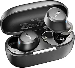 TOZO A1 Mini fones de ouvido sem fio Bluetooth 5.3 intra-auriculares com microfone embutido, à prova d'água IPX5, som premium imersivo, fone de ouvido com conexão de longa distância