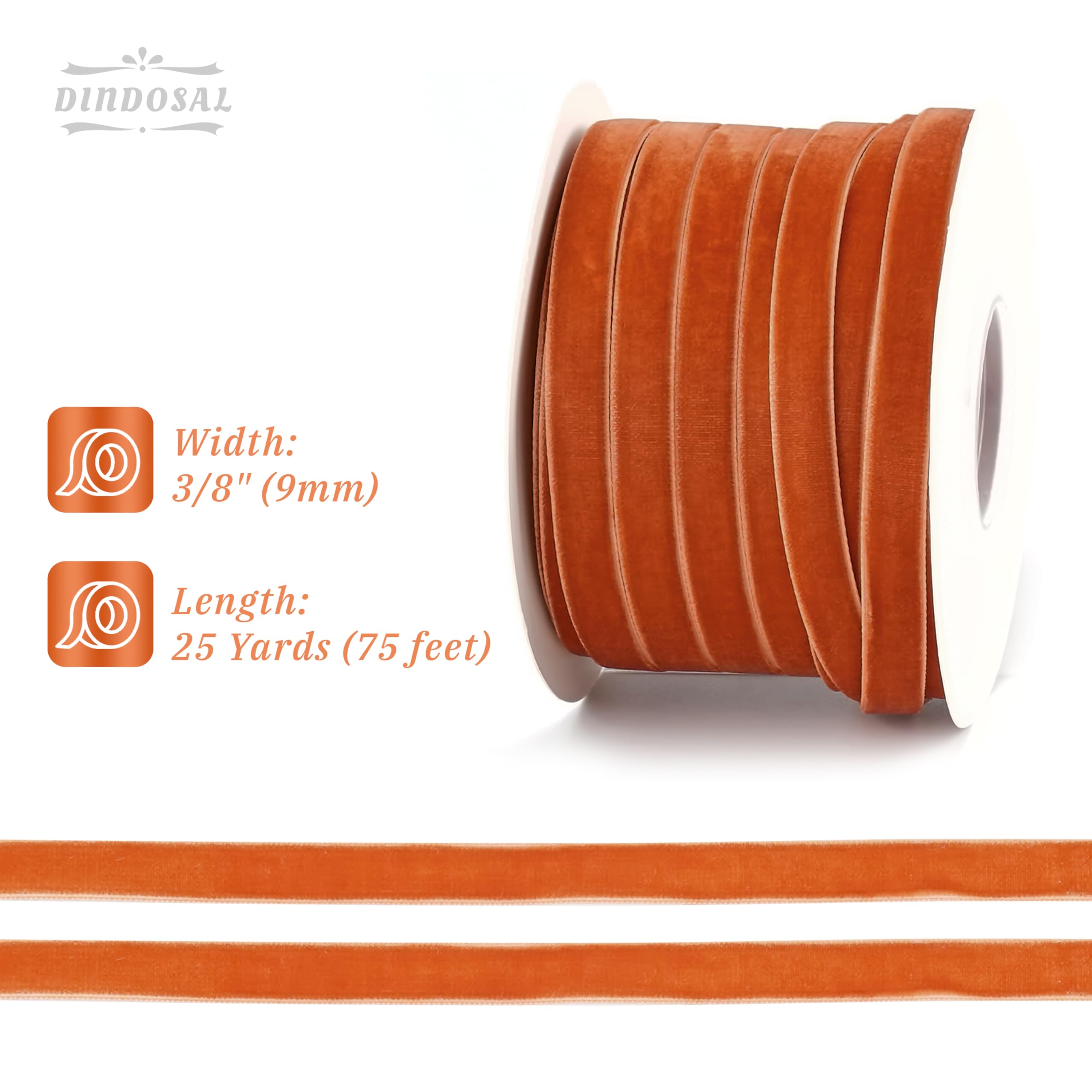 Amazon.com: DINDOSAL Terracotta Velvet Ribbon, 3/8 Inch x 25 Yards