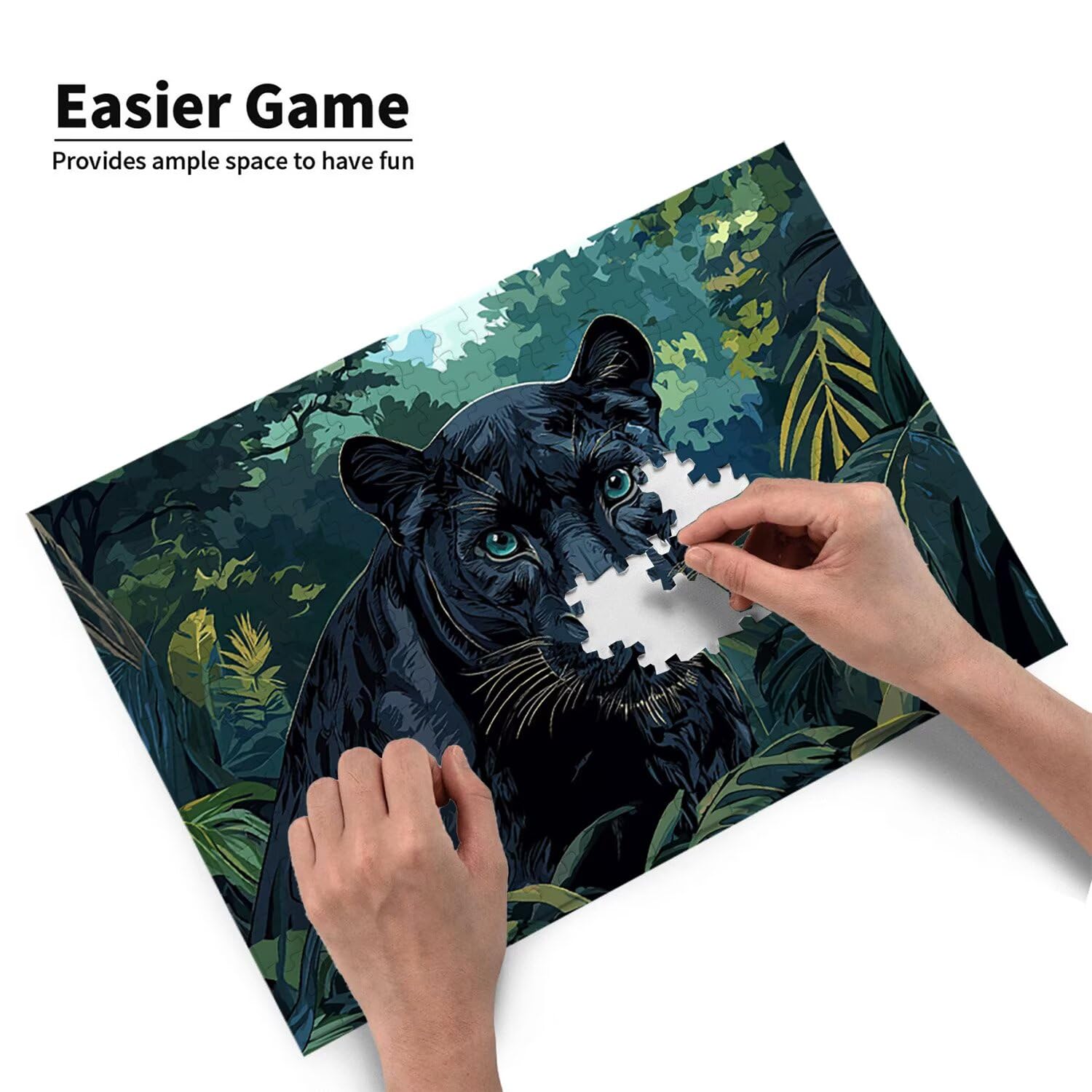 Puzzle 87x57cm, 1500 Pezzi di Puzzle per Adulti, Regalo di Anniversario, Regalo di Natale, Decorazione Della Casa, Prevenzione Della Degenerazione Cerebrale Negli Anziani (Pantera Nera) w-275
