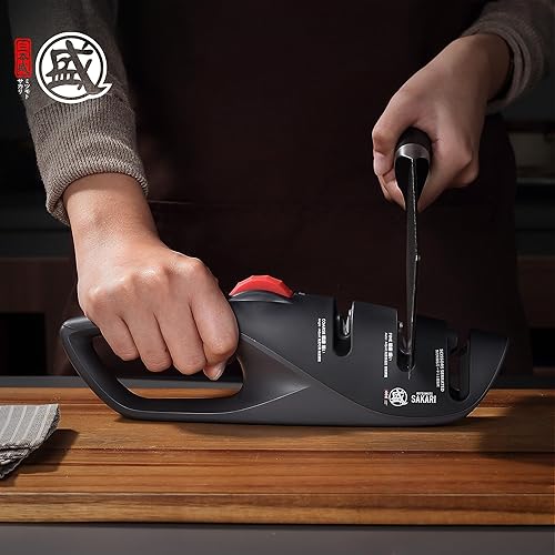Miniatura 8 de MITSUMOTO SAKARI Afilador de cuchillos japonés ajustable de 5 ángulos, afiladores de cuchillos de cocina de 3 etapas para tijeras y cuchillos de
