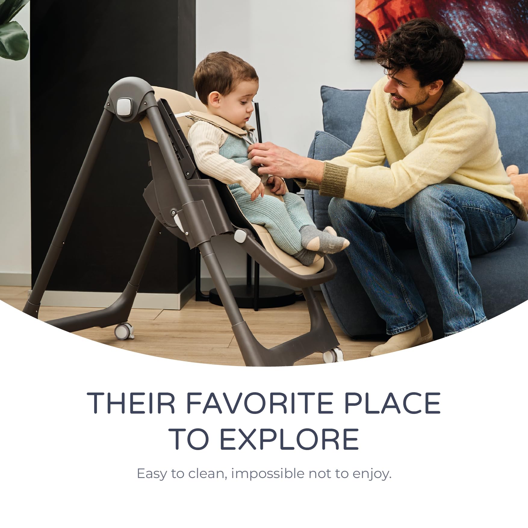 Ms BabyWorld - Trona Para Bebe Evolutiva Tasty | 7 Posiciones De Altura y 3 De Reclinación | Bandeja Extraíble y Reposapiés Regulable | Portatil, Plegable, Hasta 3 años (Blanco)